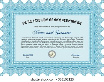 Sample Certificate. With complex linear background. Lovely design. Border, frame.