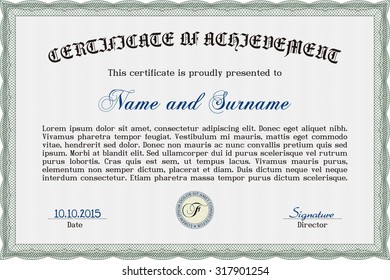 Sample Certificate. Cordial design. With quality background. Frame certificate template Vector.