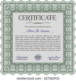 Certificado de ejemplo. Diseño cordial. Con un fondo de calidad. Vector de plantilla de certificado de marco.