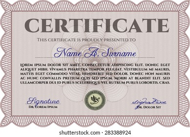 Sample Certificate. Detailed.With quality background. Artistry design. 