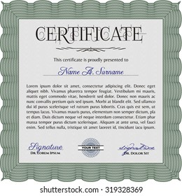 Sample certificate or diploma. With background. Vector certificate template.Good design. 