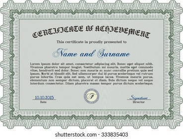 Sample certificate or diploma. Border, frame.With quality background. Nice design. 