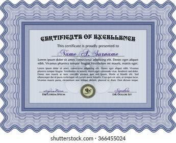 Sample certificate or diploma. Diploma of completion.Excellent design. With quality background. 