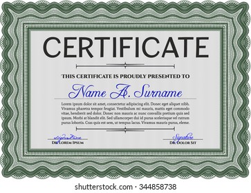 Sample Certificate. Diploma of completion.Printer friendly. Cordial design. 