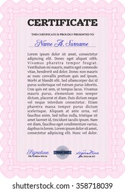 Certificado o diploma de muestra. Diseño complejo. Ilustración vectorial.Con fondo lineal complejo.