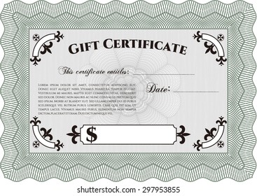 Sample certificate or diploma. With complex linear background. Vector illustration.Modern design. 