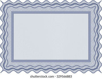 Sample certificate or diploma. Cordial design. With complex background. Diploma of completion.