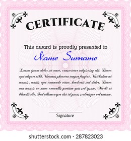 Sample certificate or diploma. Customizable, Easy to edit and change colors.Complex design. Complex background. 