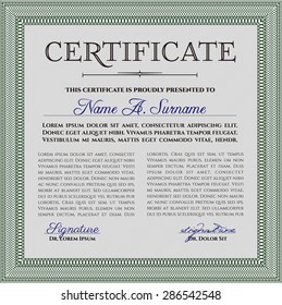 Sample certificate or diploma. Detailed.Nice design. With background. 