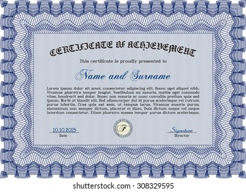 Sample certificate or diploma. Detailed.Nice design. With background. 