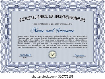 Sample certificate or diploma. Detailed.Nice design. With background. 