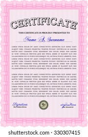 Sample certificate or diploma. Detailed.Nice design. With background. 