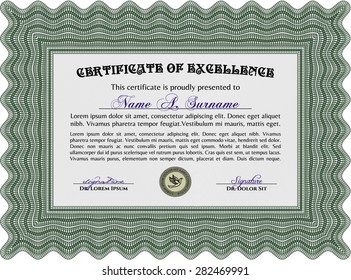 Sample certificate or diploma. Detailed.With complex linear background. Elegant design. 