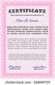 Sample certificate or diploma. Easy to print. Vector illustration.Good design. 