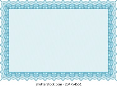 Certificado o diploma de muestra. Diseño elegante. Con patrón de guilloche. Patrón vectorial que se utiliza en moneda y diplomas.
