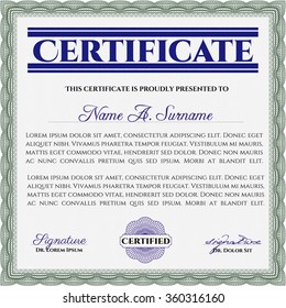 Sample certificate or diploma. Elegant design. Vector certificate template.With linear background. 