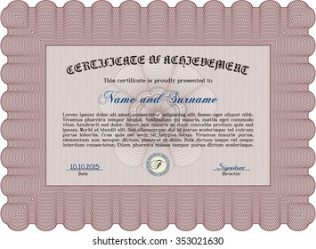 Certificado o diploma de muestra. Buen diseño. Estilo de dinero.Con un fondo lineal complejo. 