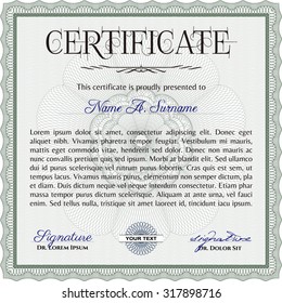 Sample certificate or diploma. With great quality guilloche pattern. Modern design. Diploma of completion.