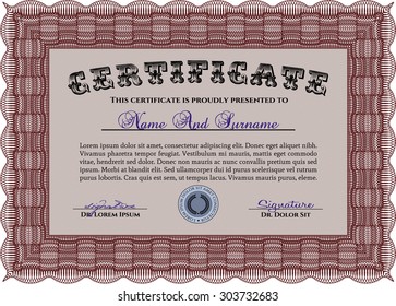 Certificado o diploma de muestra. Bonito diseño. Con un fondo de calidad. Patrón vectorial que se utiliza en moneda y diplomas.