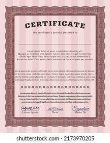 Sample certificate or diploma.  Modern design.  Complex background.  Vector illustration.  Red color.