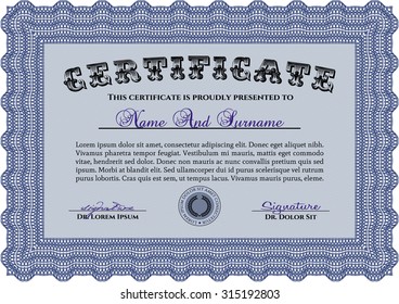 Sample certificate or diploma. Money style.Nice design. Easy to print. 