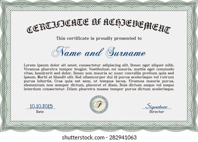Sample certificate or diploma. Printer friendly. Money style.Good design. 