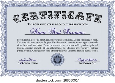 Sample certificate or diploma. Printer friendly. Money style.Good design. 