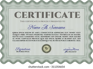 Sample certificate or diploma. Sophisticated design. Customization, Easy to edit and change colors.With linear background. 