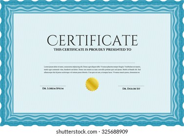 Certificado o diploma de muestra. Diseño sofisticado. Con fondo. Personalizable, fácil de editar y cambiar los colores.