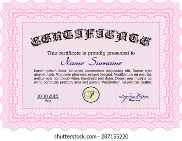 Sample certificate or diploma. Vector pattern that is used in money and certificate.Excellent design. With quality background. 