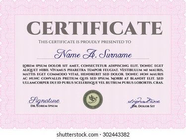 Sample certificate or diploma. Vector pattern that is used in money and certificate.Excellent design. With quality background. 