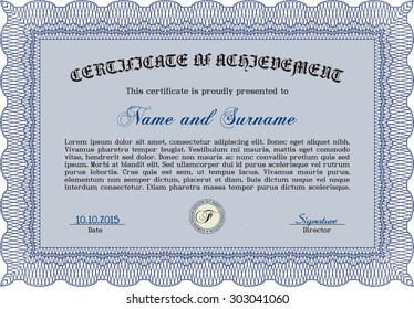 Sample certificate or diploma. Vector pattern that is used in money and certificate.Excellent design. With quality background. 