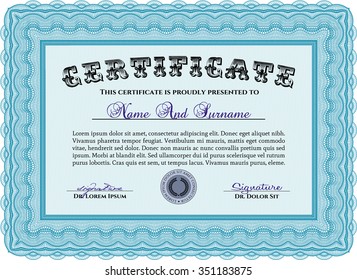 Sample certificate or diploma. Vector pattern that is used in money and certificate.Excellent design. With quality background. 
