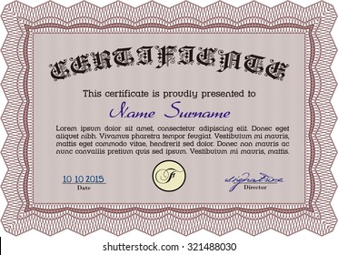 Sample Certificate. Easy to print. Customizable, Easy to edit and change colors.Superior design. 
