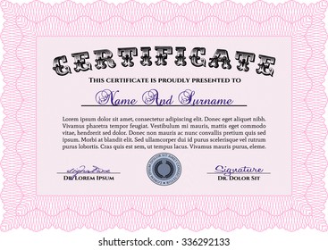 Sample Certificate. Frame certificate template Vector.Easy to print. Modern design. 