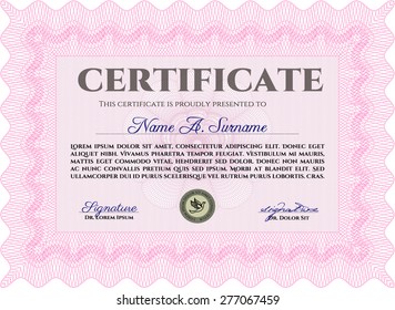 Sample Certificate. With great quality guilloche pattern. Sophisticated design. Vector pattern that is used in money and certificate.