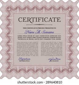 Sample Certificate. With guilloche pattern and background. Lovely design. Customizable, Easy to edit and change colors.