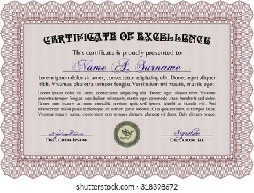 Sample Certificate. With guilloche pattern. Detailed.Modern design. 