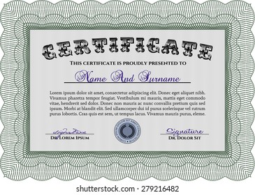Sample Certificate. With guilloche pattern. Vector illustration.Good design. 