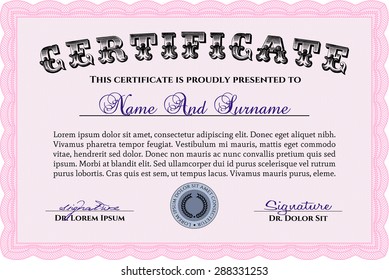 Certificado de ejemplo. Estilo de dinero. Fácil de imprimir. Diseño artístico. 