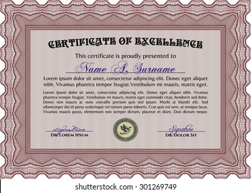 Sample Certificate. Nice design. With quality background. Customizable, Easy to edit and change colors.