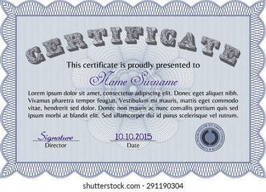 Sample Certificate. Printer friendly. Excellent design. Frame certificate template Vector.