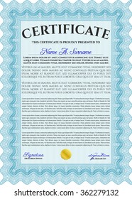 Sample Certificate. Printer friendly. Excellent design. Frame certificate template Vector.