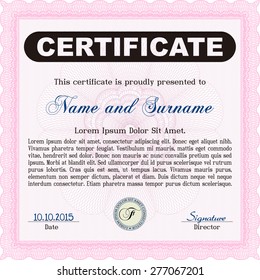 Sample Certificate. With quality background. Frame certificate template Vector.Complex design. 