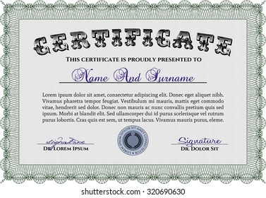 Sample Certificate. With quality background. Vector pattern that is used in currency and diplomas.Excellent design. 