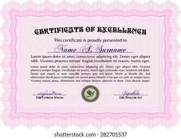 Sample Certificate. Retro design. With great quality guilloche pattern. Money style.