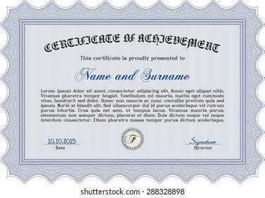 Certificado de ejemplo. Diseño retro. Con un patrón de guilloche de gran calidad. Estilo de dinero.