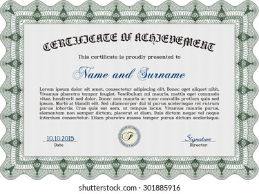 Musterzertifikat Retro-Design. Mit hochwertigem Guilloche-Muster. Geldstil.