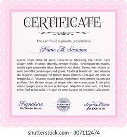 Sample Certificate. Retro design. With great quality guilloche pattern. Money style.