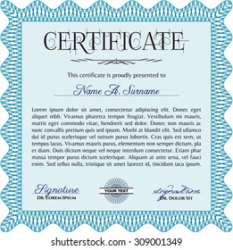 Sample Certificate. Retro design. With great quality guilloche pattern. Money style.